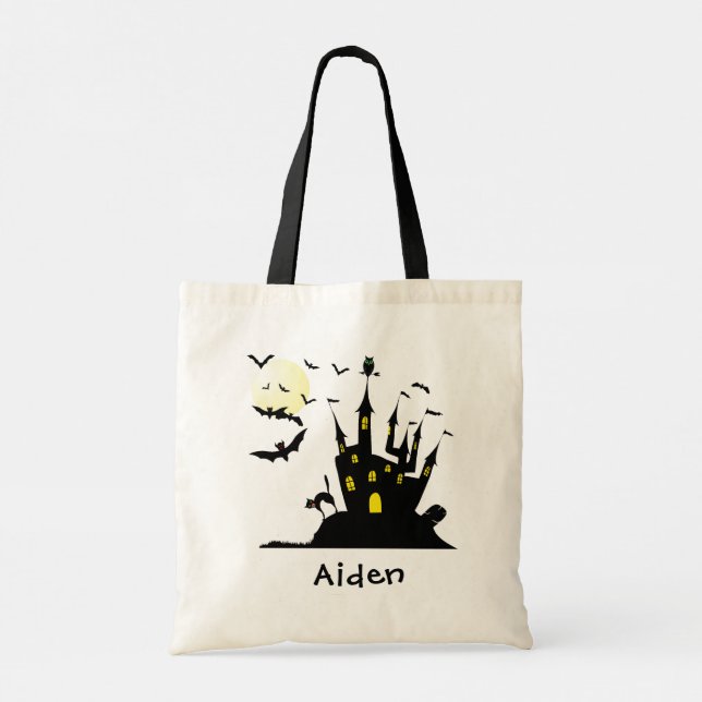 Haunted House Trick or Treat Tote Bag (Back)