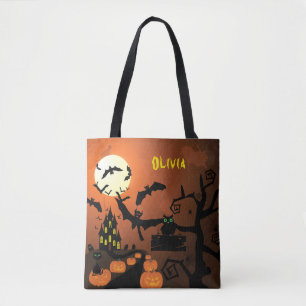 Haunted House Trick or Treat Tote Bag