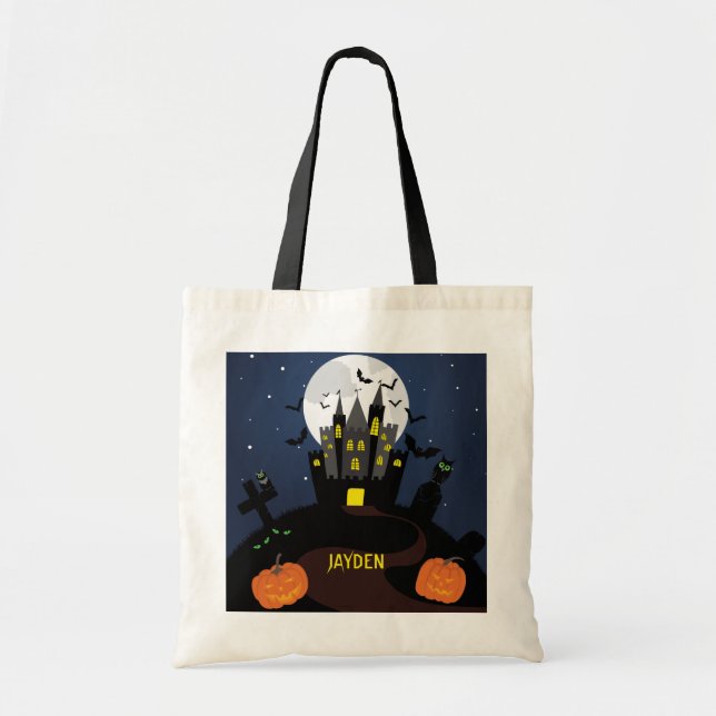 Haunted House Trick or Treat Tote Bag (Front)