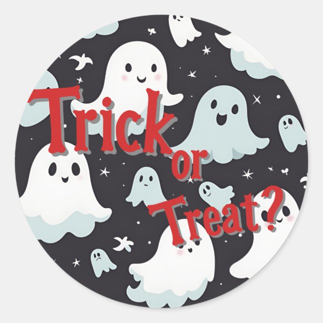 Haunted House Trick Treat Halloween Classic Round Sticker (Front)