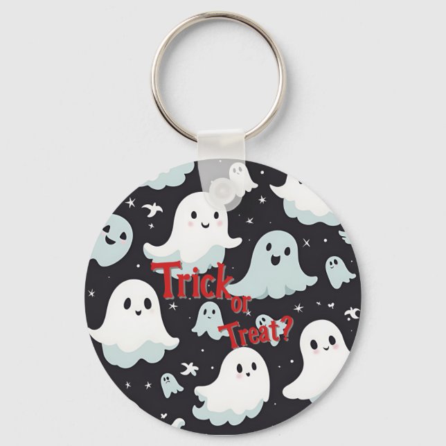 Haunted House Trick Treat Halloween Key Ring (Front)