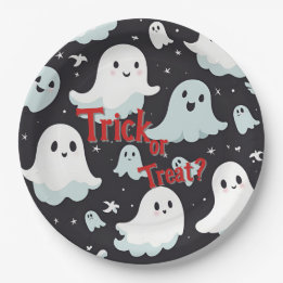 Haunted House Trick Treat Halloween Paper Plate