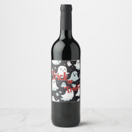 Haunted House Trick Treat Halloween Wine Label