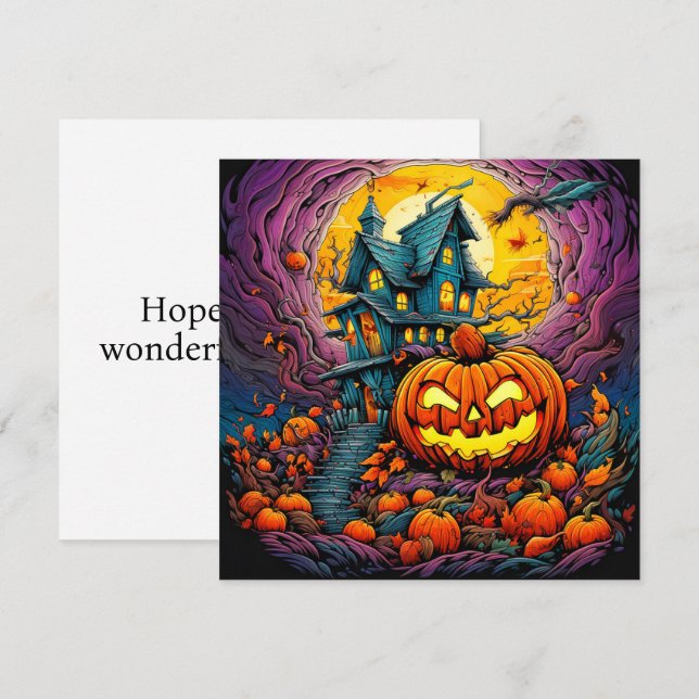Haunted House Under the Full Moon Card (Front/Back)