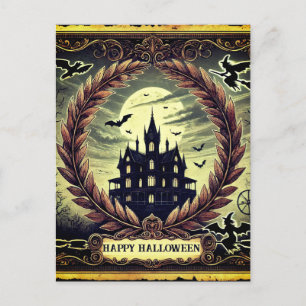 Haunted House Victorian Gothic Happy Halloween  Holiday Postcard
