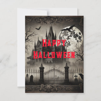 Haunted House Victorian Vintage Halloween Party Postcard