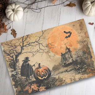 Haunted house Vintage Halloween Decoupage Tissue Paper