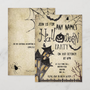 Haunted House Vintage Halloween Party Invitations