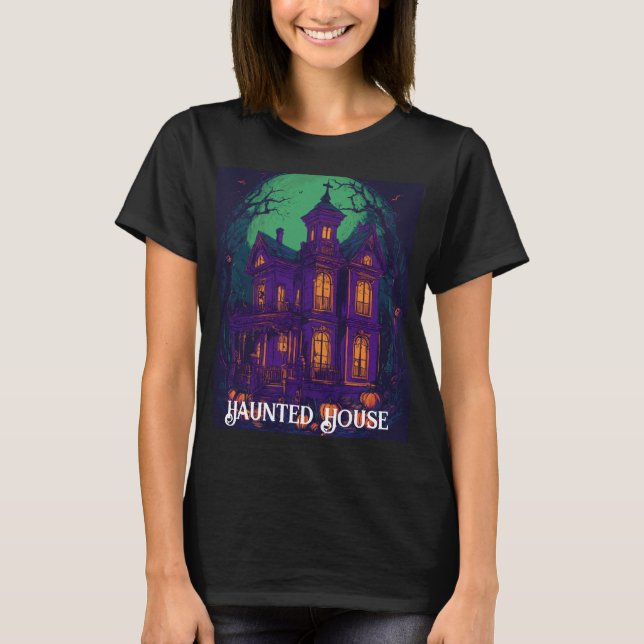 Haunted House Vintage Witch Moon T-shirt (Front)