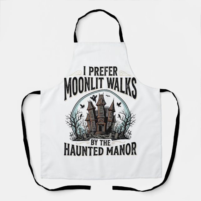 Haunted House Walks Funny Vintage Halloween Tee Apron (Front)