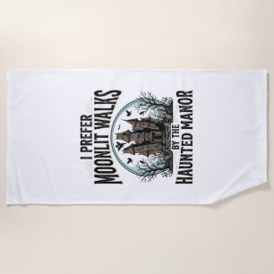 Haunted House Walks Funny Vintage Halloween Tee Beach Towel