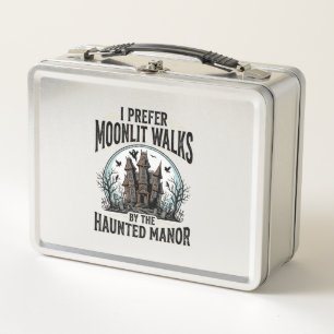 Haunted House Walks Funny Vintage Halloween Tee Metal Lunch Box
