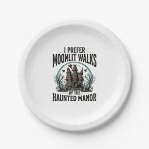 Haunted House Walks Funny Vintage Halloween Tee Paper Plate
