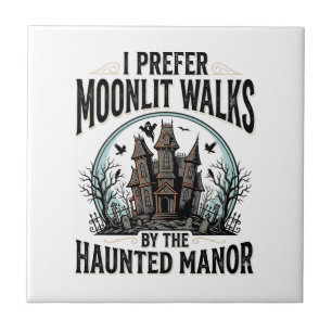 Haunted House Walks Funny Vintage Halloween Tee Tile