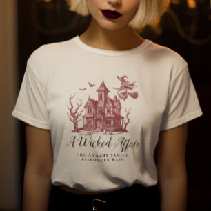 Haunted House Witch Bats Vintage Halloween Party  T-Shirt