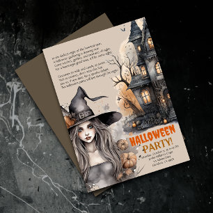 Haunted House   Witch Halloween Poem Invitation