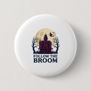 Haunted House Witch Shirt Vintage Halloween Engrav 6 Cm Round Badge