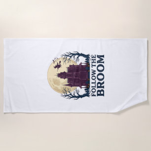 Haunted House Witch Shirt Vintage Halloween Engrav Beach Towel