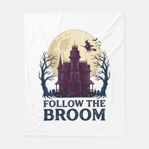 Haunted House Witch Shirt Vintage Halloween Engrav Fleece Blanket