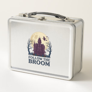 Haunted House Witch Shirt Vintage Halloween Engrav Metal Lunch Box