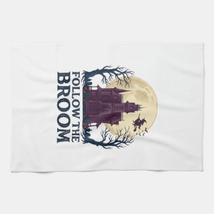 Haunted House Witch Shirt Vintage Halloween Engrav Tea Towel