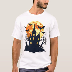 Haunted House with Bats � Spooky Halloween Tee