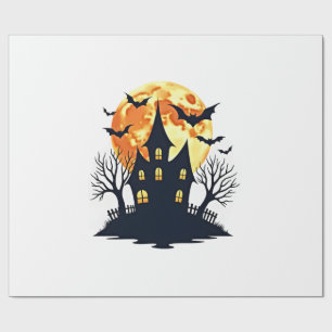 Haunted House with Bats � Spooky Halloween Tee Wrapping Paper