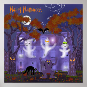 Haunted House with Orbs Poster