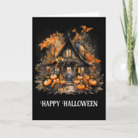 Haunted House with Pumpkins Halloween