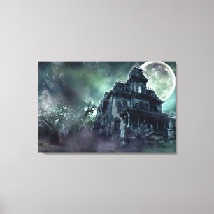 Haunted House Wrapped Canvas – Gothic Horror