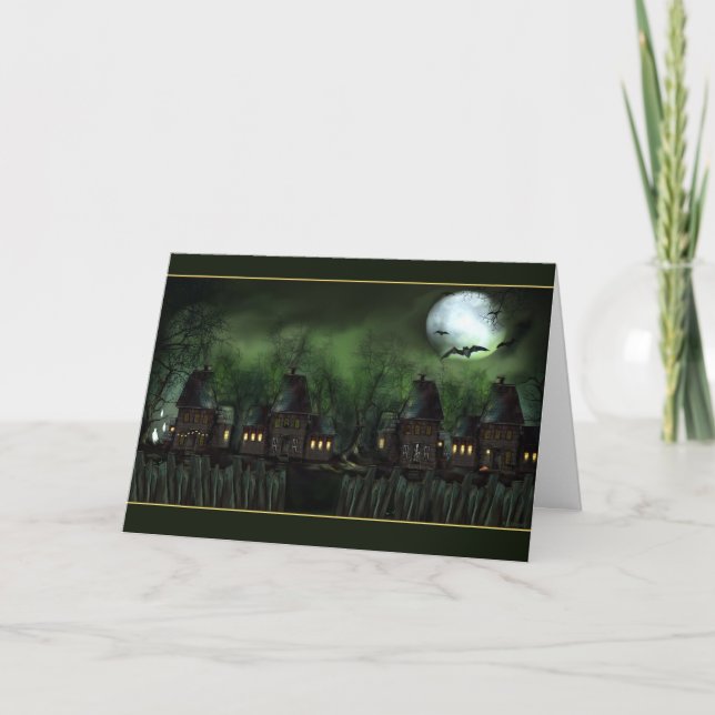 Haunted Houses Halloween Card (Front)