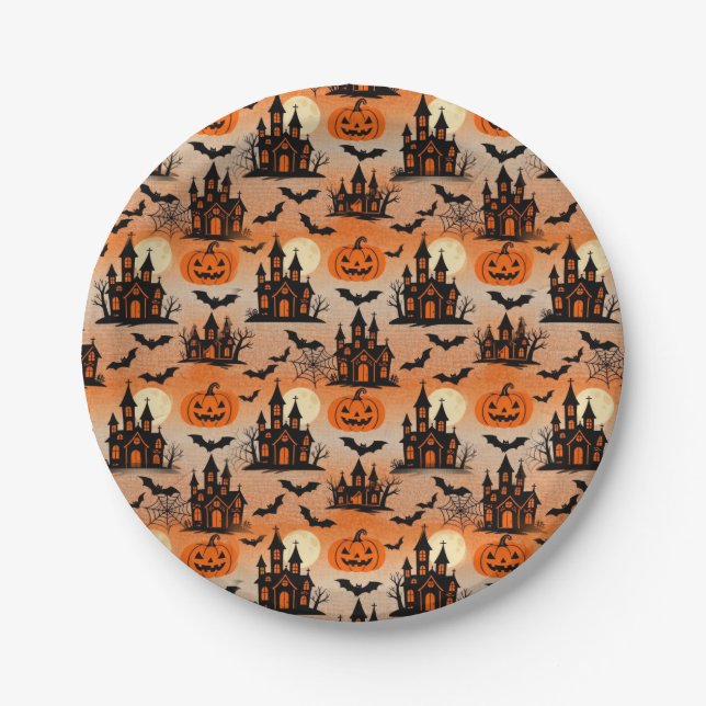Haunted Houses Paper Plate (Front)