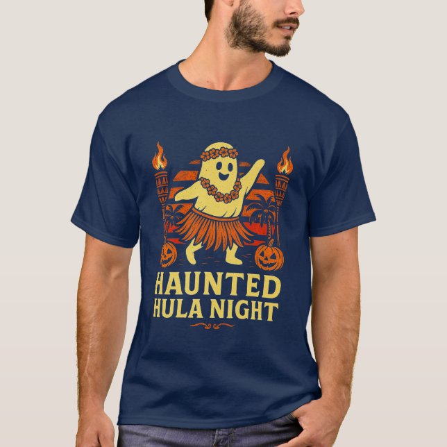 Haunted Hula Night Funny Ghost Halloween Summerwee T-Shirt (Front)