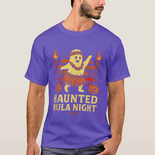 Haunted Hula Night Funny Ghost Halloween Summerwee T-Shirt (Front)