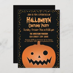 Haunted Jack O Lantern Pumpkin Halloween Party Invitation