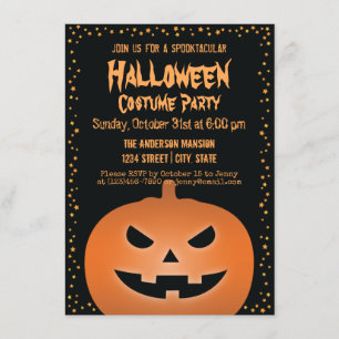 Haunted Jack O Lantern Pumpkin Halloween Party Invitation