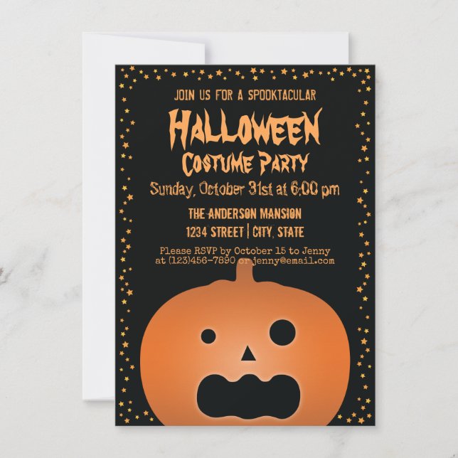 Haunted Jack O Lantern Pumpkin Halloween Party Invitation (Front)