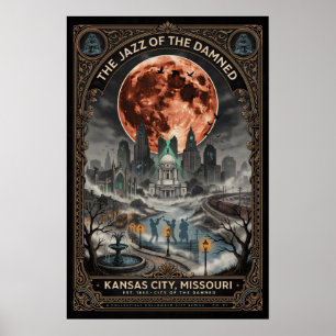 Haunted Kansas, Missouri Vintage Horror Travel   Poster