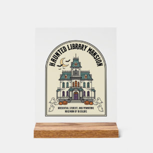 Haunted Library Salem Ghost Vintage Halloween_1 Acrylic Sign