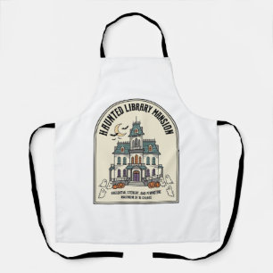 Haunted Library Salem Ghost Vintage Halloween_1 Apron