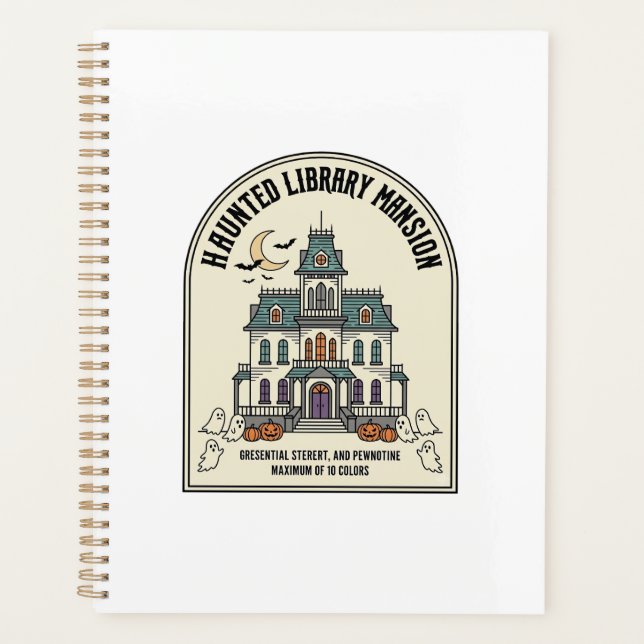 Haunted Library Salem Ghost Vintage Halloween_1 Planner (Front)