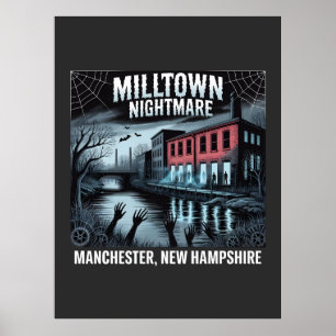 Haunted Manchester New Hampshire Ghost Design  Poster