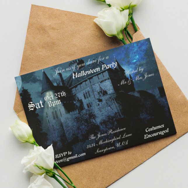 Haunted Mansion Castle House Night Halloween Invitation (Creator Uploaded)
