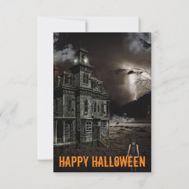 Haunted Mansion Creepy Halloween Customisable Thank You Card (Front)