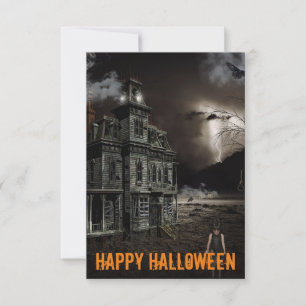 Haunted Mansion Creepy Halloween Customisable Thank You Card
