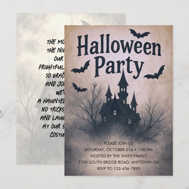 Haunted Mansion Halloween Party Invitation (Front/Back)