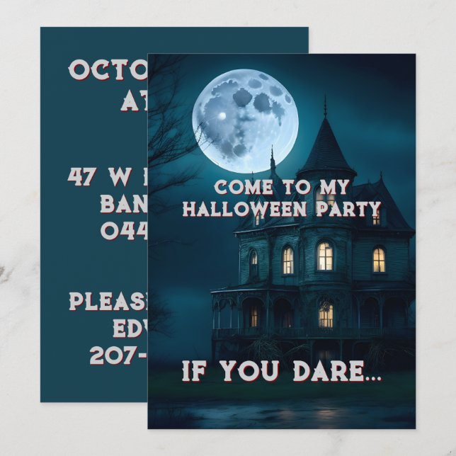 Haunted Mansion Halloween Party Invitation (Front/Back)