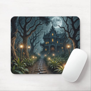 Haunted Mansion In Moonlight Mouse Mat