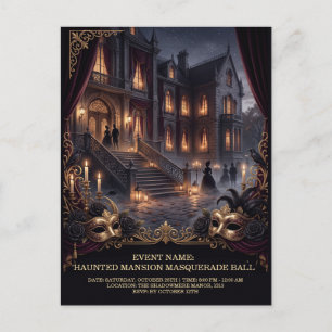 Haunted Mansion Masquerade Ball Gothic Halloween Postcard