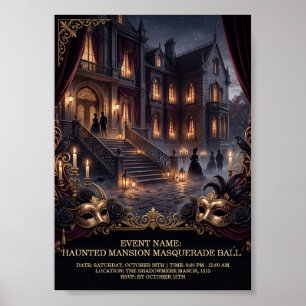 Haunted Mansion Masquerade Ball Gothic Halloween Poster